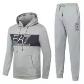 new emporio armani survetement hoodie center logo gray